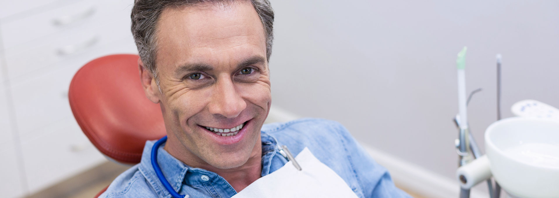 Man getting ready for dental implants treatment